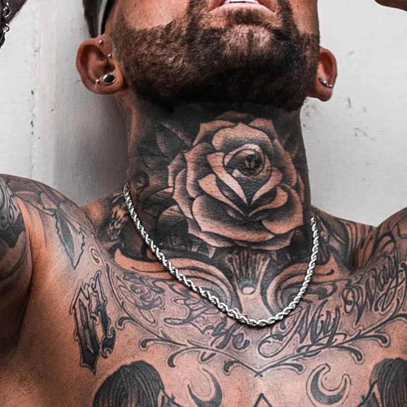 Colar Trançado  Masculino de Aço Inoxidável