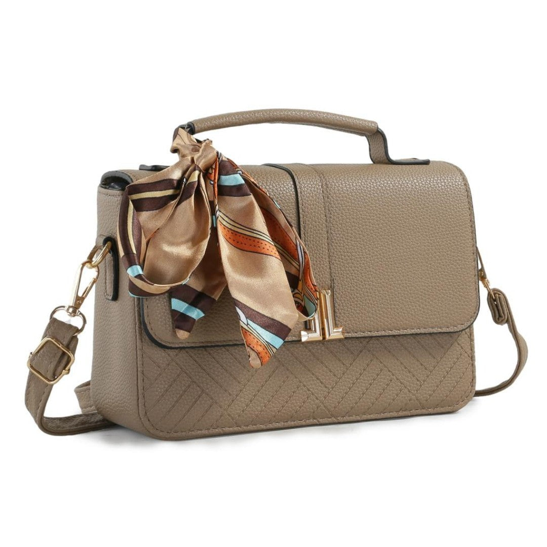 FashionDaily™ – Bolsa de Ombro Compacta com Alça Ajustável e Cachecol Estiloso 👜✨